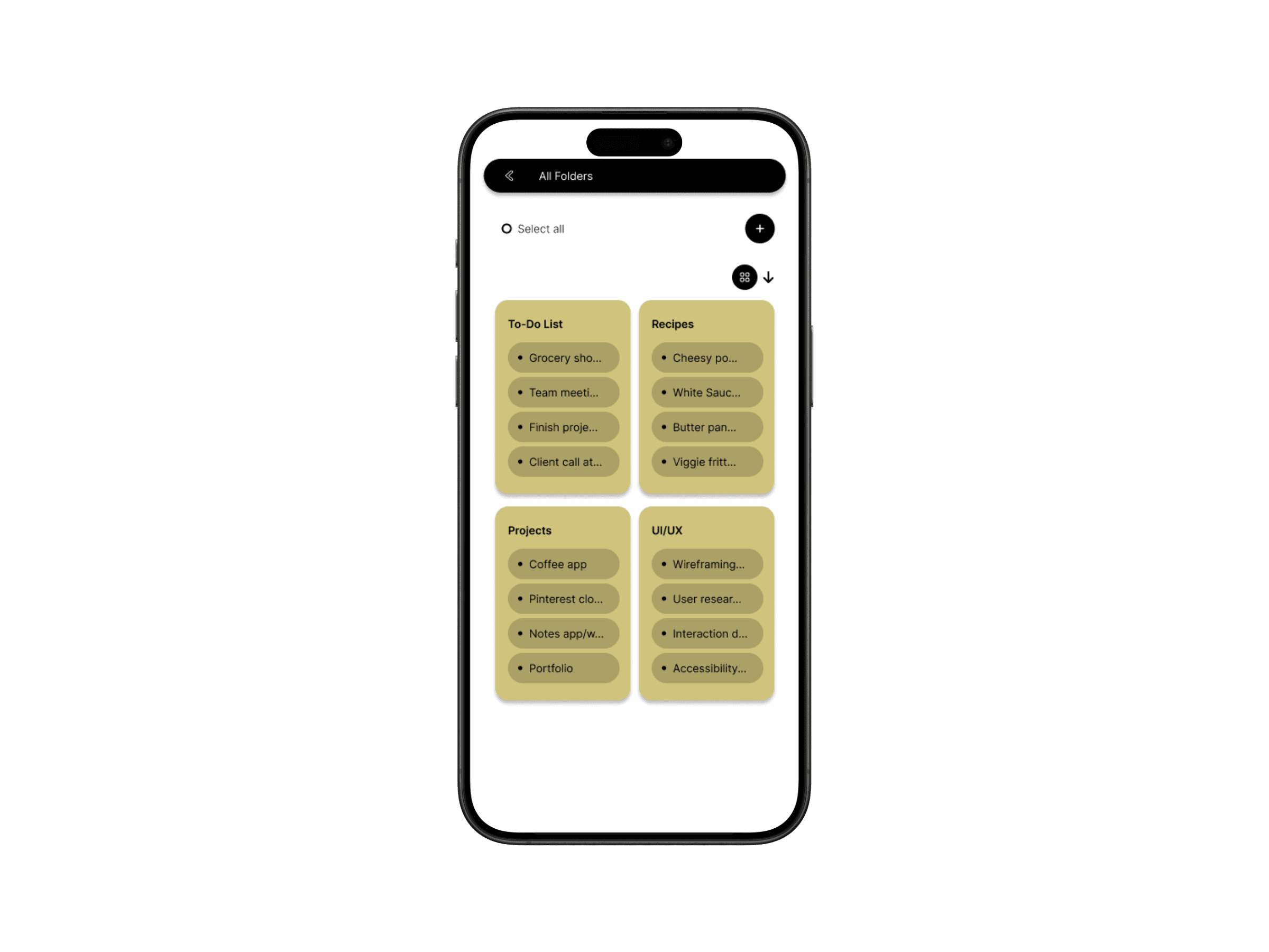 Notes app final outcome