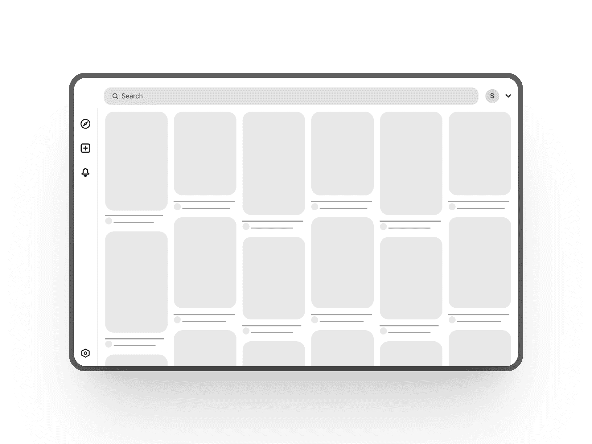Pinterest clone showing dynamic grid layout