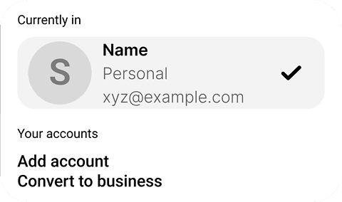 Profile dropdown