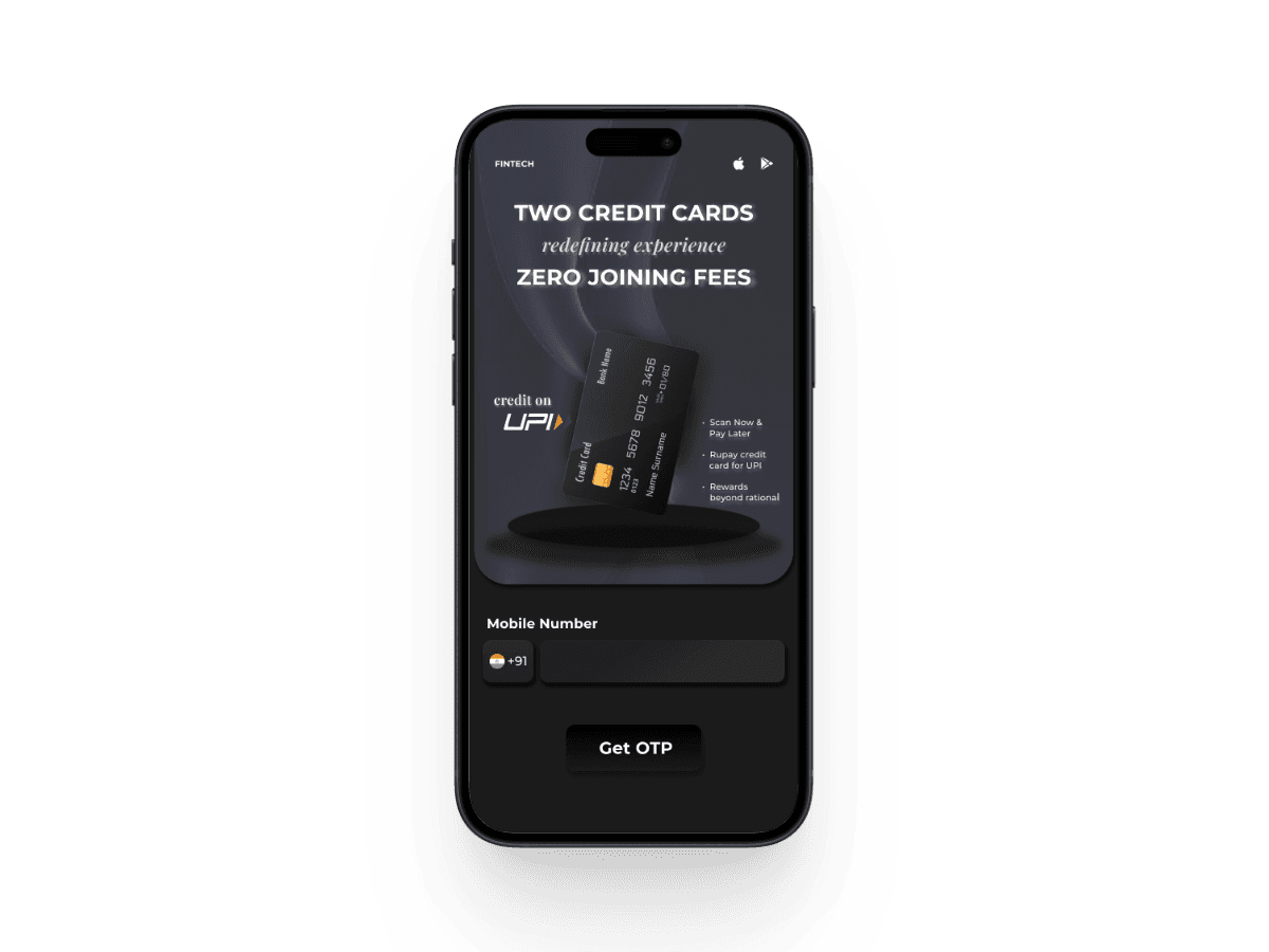 Fintech app showing form design